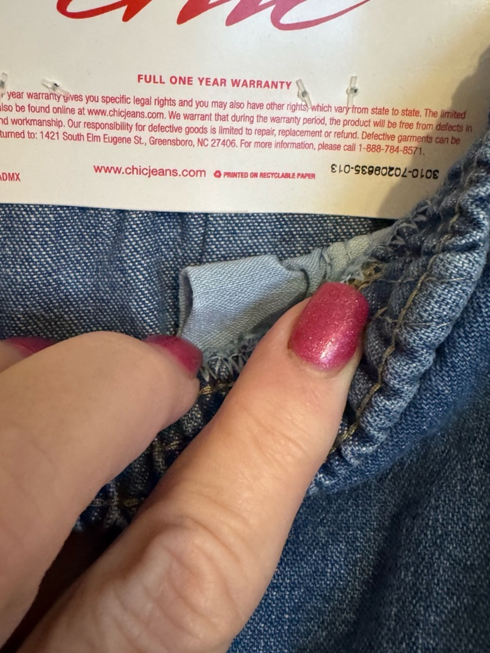 NWT  CHIC  Straight-Leg Elastic-Waist Pull-on Jeans SZ:  14 PETITE     #11 - Picture 8 of 9
